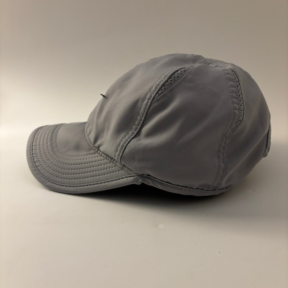 Nike Featherlight Dri-Fit Hat Mens OSFM Grey Adjustable Swoosh Running Cap - Picture 2 of 6